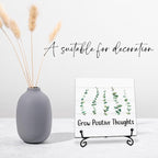 Grow Positive Thoughts Wooden Sign - 5" Inspirational Quotes Wooden Plaque With Metal Support - Greenery Rustic Tabletop Home, Office, Classroom Decor - Housewarming Gifts For Family & Friends - A03