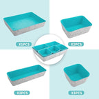 8pcs Drawer Organizers, Separators, Storage Box,Felt Storage Bins Inserts Tool Containers Toy Basket Shelf Cubes Foldable Drawer Dividers Desk Organisers- Blue&Grey