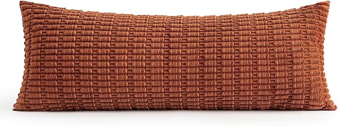 MIULEE Pack of 1 Fall Dark Rust Long Body Lumbar Decorative Throw Pillow Cover 14x36 Inch for Bed Couch Sofa Living Room Soft Boho Pillow Cover Modern Farmhouse Home Decor
