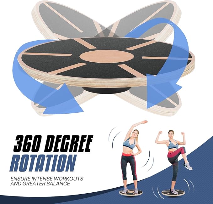 MADOG Wooden Wobble Balance Board for Adults, 15.5" Anti-Skid Sandpaper for Workout Core Trainer Physical Therapy, Home Gym Stability Board