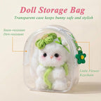 Small Funny Rabbit Handmade Crochet Plush Doll,Positive Cute Fluffy Gifts for Birthday Friends Coworker, Best Friend,Teacher, Mom (Green)
