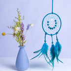 DIY Dream Catcher Beginner Kit, Making Dream Catcher Supplies Include Metal Hoop, Feathers, Faux Suede Cord, Thread, Wood Beads (Indigo)