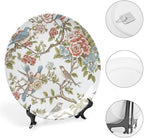 Fashion Plates Chinoiserie Tree Peony Bird Floral Personalized Decor for Office Wall Table Display Hanging Decorative Tiles Including Bracket And Special Hook, Multi Sizes, Gifts for Men Women