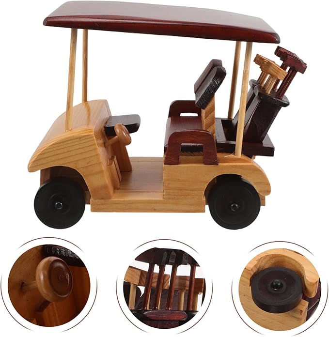 Yardwe Rustic Wooden Car Figurine Handmade Antique Vehicle Model for Vintage Decor Enthusiasts for Collectors Unique Retro Home Decoration