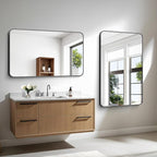 BONEWEI 30x48 inch Bathroom Mirror,Black Rectangle Mirror,Wall Mounted Bathroom Frame Vanity Mirror with Round Corner for Bedroom Living Room, Entryway Hangs Horizontal or Vertical