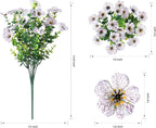 Artificial Flowers for Outdoors Daisy 12 Bundles for Home Decoration, Faux Flower Fake Plants Outside Decoration with Eucalyptus UV Resistant for Planter Porch Patio Yard Garden White