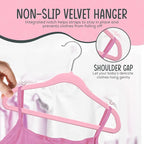 50 Premium Baby Velvet Hangers - 11.8 Inches Non-Slip & Ultra-Slim Baby Hangers for Space-Saving & Children Clothes - 360 Swivel Hook, Strong & Durable Infant & Toddler Clothes Hanger - Pink