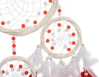 Large Rattan Dream Catchers - Deep Red Rooster Feather with Luxury Pearl, Multiring, Handmade Dreamcatcher for Bedroom, Dream Catcher for Girls, Dream Catchers for Boys, Dream Catcher Wall Decor