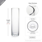 WGVI Quality Thick Weighted Tall Clear Cylinder Glass Vases, 4" W x 14" H, Flower Arrangement Floating Candle Holders Wedding Centerpieces Floral Bouquet Container Home Accent Decor, 1 Piece