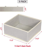 DIOMMELL Foldable Cloth Storage Box Closet Dresser Drawer Organizer Fabric Baskets Bins Containers Divider for Clothes Underwear Bras Socks Clothing,Set of 9 Grey 900