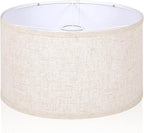 OUTON Beige Drum Lamp Shades for Floor Lamps, 13" Top x 13" Bottom x 10" High, Easy to Assemble, Replacement Linen Lampshades for Table Lamps & Bedside Lamps (1.65" Spider)