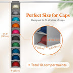 Lifewit Hat Organizer for Baseball Caps, Hat Rack Hanging Storage, Non-Woven Fabric Display Shelf Holds Up to 40 Hats, Cap Holder Hanger for Closet, Bedroom, 10 Compartments, Gray, 2 Packs