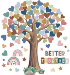 Adduster 108 Sheet Tree Bulletin Board Set - Classroom Tree Bulletin Board Set Heart Cutouts Classroom Bulletin Wall Decor Supplies for School Elementary Teacher Chalkboards (Bohemian)