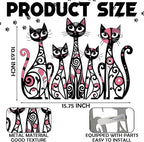Wesiti Cat Wall Art Decor Iron Wall Sculptures Decor for Cats Lover 10.6 x 15.7 Inches Colorful Retro Mid Century Cat Signs for Home Living Room Bedroom Kitchen Office