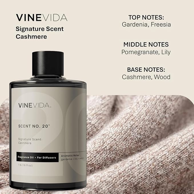 VINEVIDA [16 Fl Oz] Cashmere Fragrance Oil for Cold Air Diffusers, Essential Oils for Diffuser Oil Refill & Air Freshener Room Spray