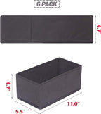 DIOMMELL 6 Pack Foldable Cloth Storage Box Closet Dresser Drawer Organizer Divider Fabric Baskets Bins Containers for Clothes Underwear Bras Socks Lingerie Clothing, Dark Grey 060
