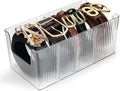 Acrylic Belt Organizer with Adjustable 4 Compartments & Stackable Design, Clear Storage for Closet and Drawer Organization