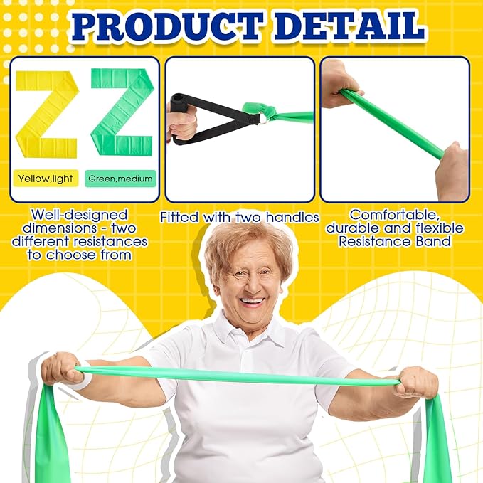 2 Pcs Resistance Band with Handles Chair Exercise Equipment for Seniors Physical Therapy Band Gifts for Elderly Women Rehab, Physical, Grandma, Grandpa