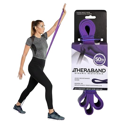 THERABAND High Resistance Band, Extra-Heavy Elastic Super Band for Full Body Workouts, Physical Therapy, Strength Training, Durable 41” Loop Exercise Band, 50 lbs Resistance