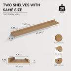 Boswillon 47.2 Inches Long Floating Shelves Wall Mounted, 2 Set Rustic Wall Shelf for Bedroom, Nursery Book Shelf with Lip, Picture Ledge Shelf for Wall Decor Living Room Bathroom Kitchen - Oak
