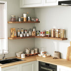 RALGEND Floating Shelves for Wall, 1.5" Thick Wall Shelf Set of 3 with Invisible Brackets, L31.5 x W7.9 Hanging Shelves Farmhouse Home Decor for Bathroom, Living Room, Bedroom, Rustic Brown 8301BJP3BF