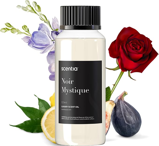 Scentia Noir Mystique – Hotel-Inspired Diffuser Oil, 120 ml (0.67 fl oz) | Essential Oil Blend of Rose, Bergamot, Lemon & Musk | Luxury Aroma for Aromatherapy Diffusers & Humidifiers