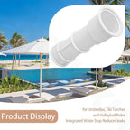 US105 Umbrella Stand with Sleeve and Center Cap, 7 1/2" Stand with Sleeve, for Umbrellas, Volleyball Poles and Tiki Torches, 1 1/2" - 1 3/4" Hole Can be Installed on Floor, Step or Deck - White