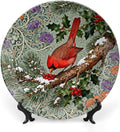 William Morris Forest Art Cardinals Winter Holly Plates Ceramic Decor for Art Decoration Home Table Custom Wedding Idea Gifts Hand Painted Wall Hanging Decor with 1 Display Stand, Multi Sizes