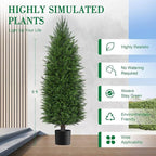 6FT Artificial Topiary Cedar Plants Outdoor, Faux Pine Trees UV Resistant and Potted, 72 Inch Tall Fake Shrubs Evergreen for Front Porch Decor Set of 2