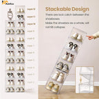 12 Pack Clear Shoe Boxes Stackable,Shoe Storage Boxes for Closet,Sturdy Shoe Box Storage Containers with Clear Door,Sneaker Storage,Easy to Assemble,Fit up to US Size 12(13.8”x 9.84”x 7.1”)