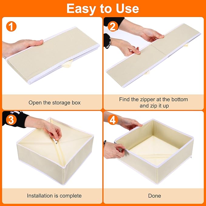 uxcell 1 Set Foldable Cloth Storage Box, 6 Slots Fabric Socks Underwear Drawer Dividers Organizers Baskets Bins for Clothes Socks Scarves Ties, Dark Gray