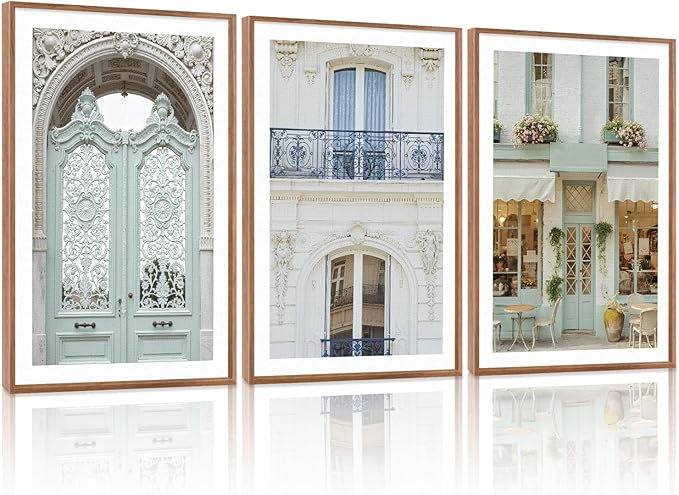 KAlRNE Vintage Italian Large Wall Art,Set of 3(24’’X36’’),Modern Paris Cityscape Wall Decor,European Street Picture, Europe Framed Canvas Prints For Living Room Bedroom Office Decor
