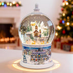 Large Christmas Snow Globes,Village Xmas Lighted Glitter Snow Globes, Musical Box with 8 Songs, 6 Hours Timer Deluxe Carousel Snow Globes