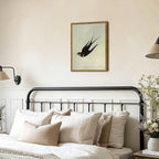 Framed Vintage Bird Wall Art, Sage Green Flying Swallow Pictures Wall Decor, Minimalist Japandi Nature Paintings Canvas Prints Modern Home Decor for Living Room Bedroom Bathroom Office 12x16 Inch