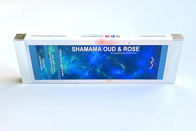 Shamama, Oud (Agarwood) & Rose Blend - Artisan Luxury Masala Incense Sticks - Divine Scent for Home, Meditation and Yoga - Handrolled 30 Sticks