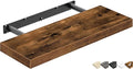 QEEIG Floating Shelf for Wall Bathroom Shelves Bedroom Kitchen Living Room Farmhouse Small Book Shelf 16 inch Set of 1, Brown (015-BN1)