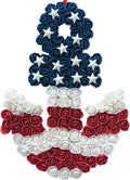 17 Inch Patriotic Red White Blue Anchor Soft Touch Roses Wreath for Front Door, Forth of July American Flag Color Soft Touch Floral Wreath for Indoor and Outdoor, Independence Home Decor