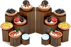 Jetec 12 Pcs Hexagonal Jewelry Display Risers Hexagonal Market Display Risers Stands Acrylic Showcase Acrylic Stand for Jewelry Model Figures Decoration, 6 Sizes (Brown)