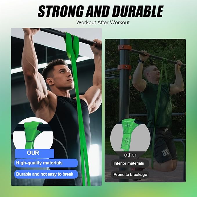 WHATAFIT Resistance Bands,Pull Up Assist Bands Set with Handles, Exercise & Workout Bands with Door Anchor for Men & Women – Home Fitness Equipment for Strength Training, Stretching