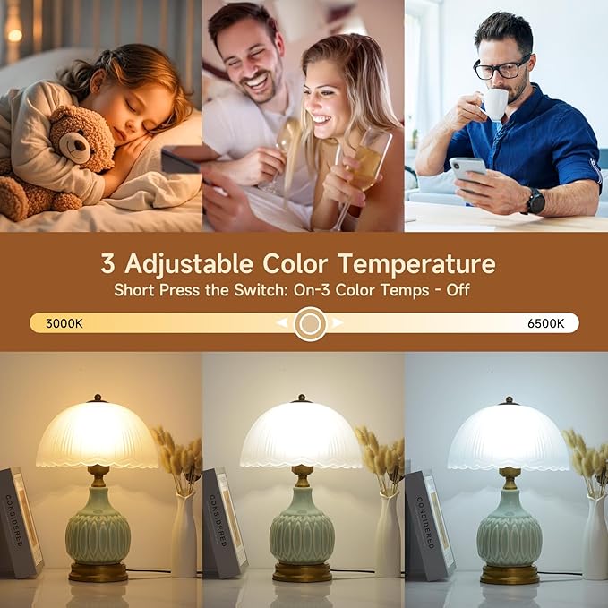 Table Lamps Ceramic Retro Lamp for Living Room,15.7" Modern Bedside Nightstand Traditional Lamps, Classic Chinoiserie Green Glass Lamp for Home (Retro)