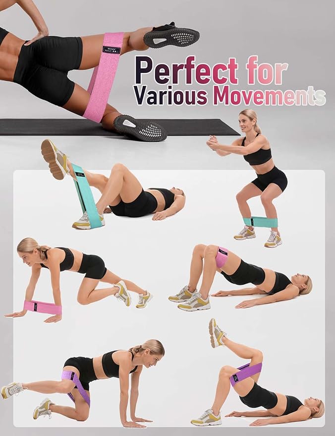 Resistance Bands for Working Out Hip and Legs, Fabric Booty Bands Set, Widen Exercise Bands for Women Men, Pilates Stretch Yoga Starter Set