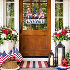 Wooden 4th of July Decorations Patriotic Wreaths for Front Door Independence Day Decorations Star Sign Welcome Memorial Day Hanging for Home Wall Decor Outdoor Indoor Red White and Blue Wreath 9