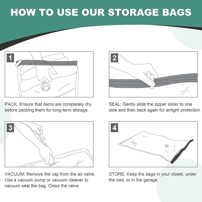 20 Pack Vacuum Storage Bags, Space Saver Bags, Vacuum Sealed Bags for Comforters, Blankets, Clothes Storage, Hand Pump Included (4 Jumbo/4 Large/4 Medium/8 Small)