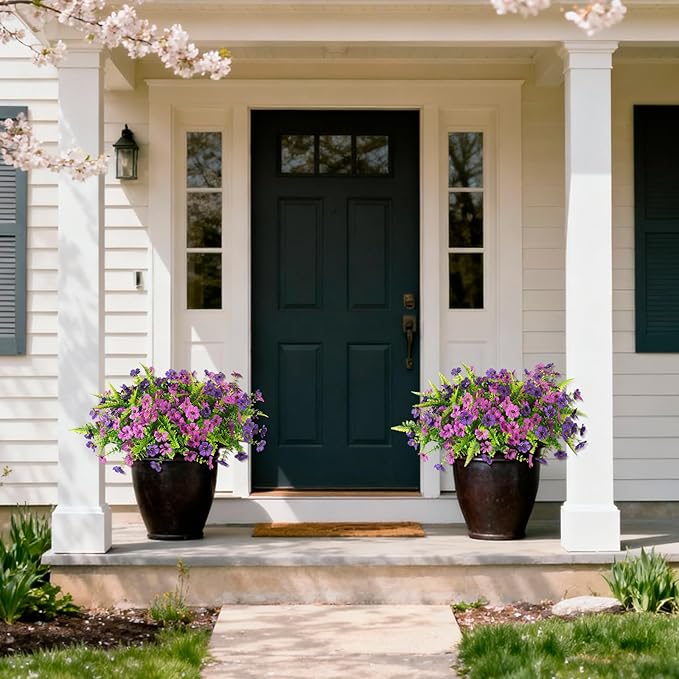 INQCMY Artificial Flowers for Outdoors Faux Plants Fake Flowers Spring Summer Decoration,12 Bundles Faux Silk Colorful Daisy Realistic UV Resistant for Outside Home Planter Window Porch Patio Yard