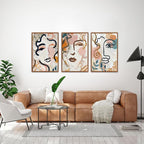 KAlRNE Abstract Woman Wall Art Set of 3(24”X36”),Boho Modern Line Wall Decor,Modern Matisse Framed Canvas Paintings, Floral Graffiti Art Prints For Living Room Bedroom Women Office Decoration