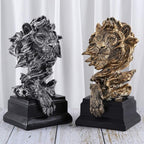 H&W Sandstone Lion - The King of Beasts - Statue Decoration for Home/Study/Living Room, Great Collectible Figurines, Best Gift for The Man, Golden Color (HH17-D2)