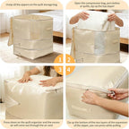 2 Pack Space Saving Comforter Storage Bag with Handle, 3-Layer Compression Blanket Storage Bags Adjustable In 3 Sizes (142L, 107L, 71L), Washable Bedding Organizer For Pillow Duvet Clothing Plush Toy