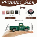 Coffee Bar Decor Vintage Mini Metal Pickup Truck Decorations with Book Accessories for Coffee Station, Farmhouse Tiered Tray Table Decorations for Home Kitchen, Office, Cafe
