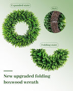 DDHS Large Boxwood Wreath Front Door 24'' Artificial Spring Wreaths for Front Door Farmhouse Wedding Green Year Round Indoor Outdoor for Summer Wreath st Patrick's Day Decoration -(Hello Sign)