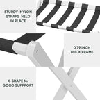 Luggage Rack, Folding Luggage Rack for Guest Room, White Bamboo Suitcase Stand Holds up to 131 lb, Luggage Stand with Storage Shelf for Hotel, Bedroom (1 Pack)